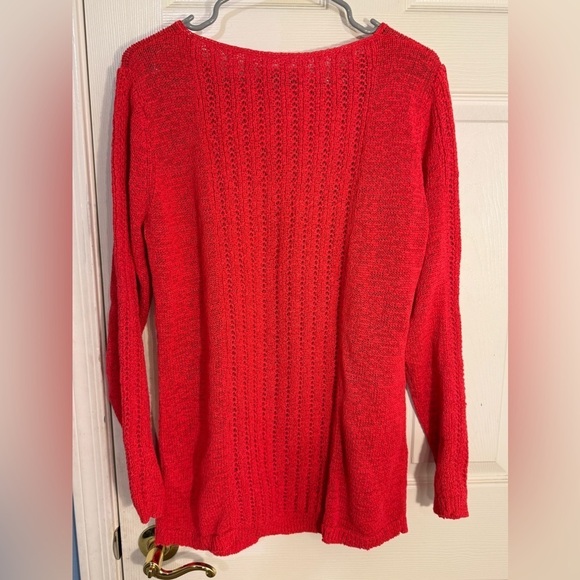 Rachel Zoe Karla Open Knit Sweater Size XLarge Red - Picture 3 of 11
